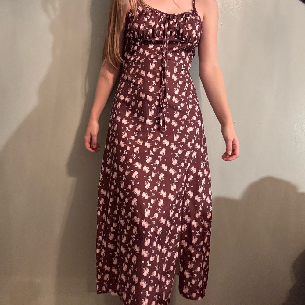Maroon Floral Maxi Dress